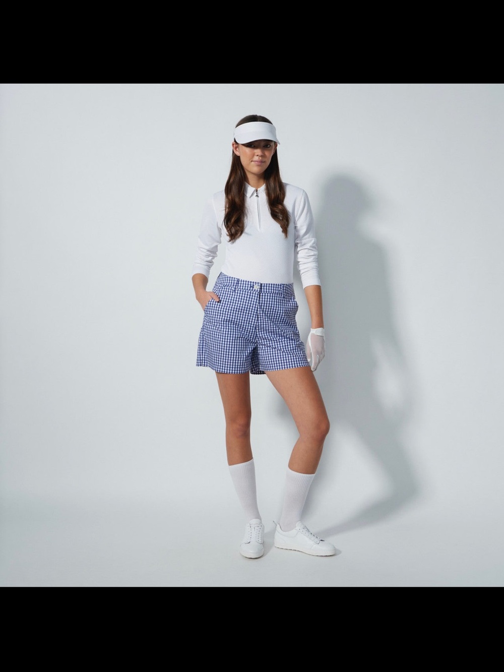 NWT Daily Sports Diane Golf Shorts Power Blue Gingham Size 14
